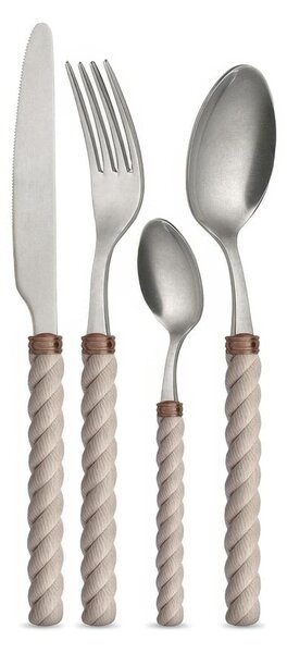 Servizio posate da 24 pezzi Neva Posateria Creativa Collezione LA CORDA Realizzato in acciaio inox 18/10 e 100% Made in Italy beige Vintage