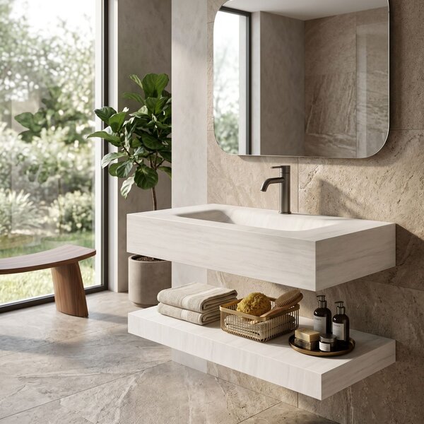 Lavabo sospeso con mensola Rea Apollo Muralto Roma 80