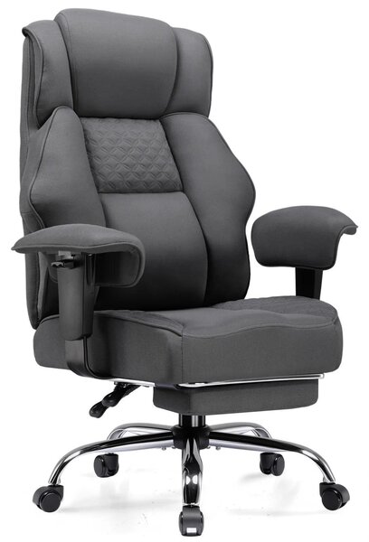 Sedia da ufficio - GT216 - Ergonomica - Regolabile in altezza - Girevole a 360° - Con braccioli - Rotelle - Struttura in metallo - Rivestimento in tessuto grigio