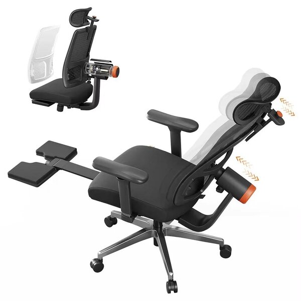MagicH-BPro: Sedia da ufficio ergonomica, dotata di poggiapiedi, supporto lombare e poggiatesta regolabili automaticamente, supporto lombare adattivo, regolazione in altezza e rotazione con ruote