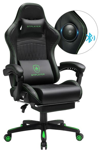 Sedia da gaming - Sedia da ufficio ACE-PRO - Ergonomica - Girevole - In pelle - Braccioli e rotelle - Portante fino a 150 kg - Verde