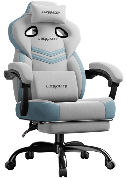 Sedia da gaming - Sedia da ufficio - Ergonomica con imbottitura in memory foam - Schienale regolabile da 90 a 155 gradi - Braccioli integrati - Poggiapiedi - Regolabile in altezza - Grigio scuro