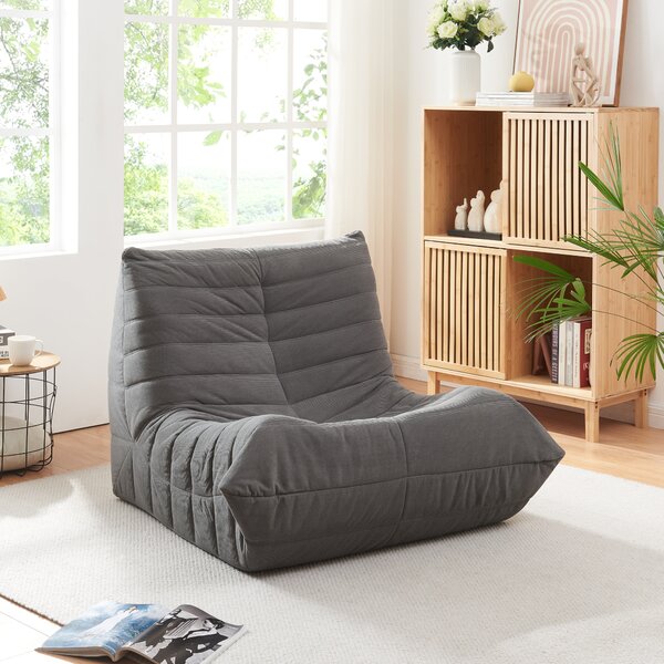 Sedia da terra 'Kodsø' imbottita Sedia da terra con schienale 75 x 90 x 100 cm Cord Grey