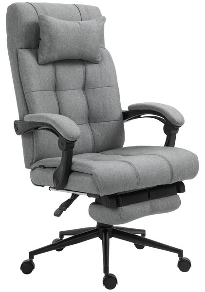 Sedia da ufficio ergonomica - Sedia da scrivania con poggiapiedi - Funzione di inclinazione - Poggiatesta - Braccioli - Regolabile in altezza - Girevole - Ecopelle color grigio chiaro