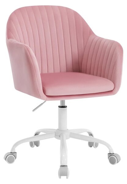 Sedia da ufficio Samt - Sedia girevole per scrivania - Ergonomica - Regolabile in altezza - Con braccioli - Con rotelle - Rosa