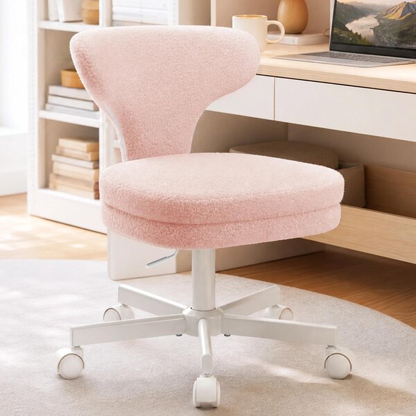 Sedia da trucco - Modello CH500 - Sedia da ufficio - Regolabile in altezza - Girevole - Ergonomica - Con rotelle - Senza braccioli - Rosa