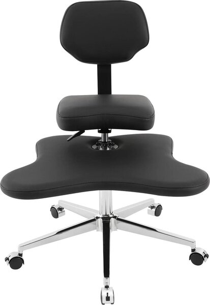 Sedia da ufficio ergonomica - Sedia girevole - Regolabile in altezza - Rotazione a 360° - Capacità di carico: 150 kg - 5 ruote con freno - Rivestimento in ecopelle, struttura in metallo - Con schienale - Colore: nero