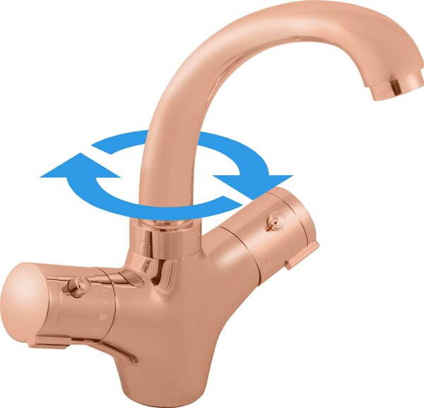 TERMOSTATICO - Miscelatore per lavabo senza scarico, Oro rosa - lucido TRM26.0ZRL, RAV Slezák
