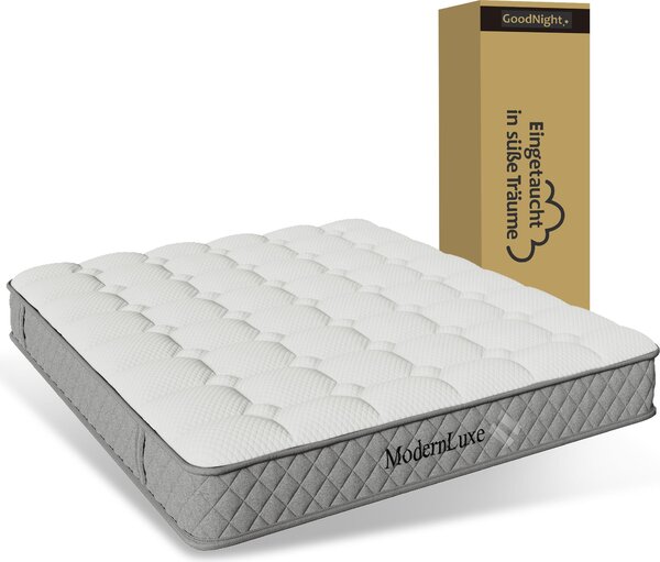 Materasso in schiuma fredda a 7 zone con molle insacchettate, dimensioni 180x200 cm, altezza 20 cm, OEKO-TEX®, dotato di 4 maniglie