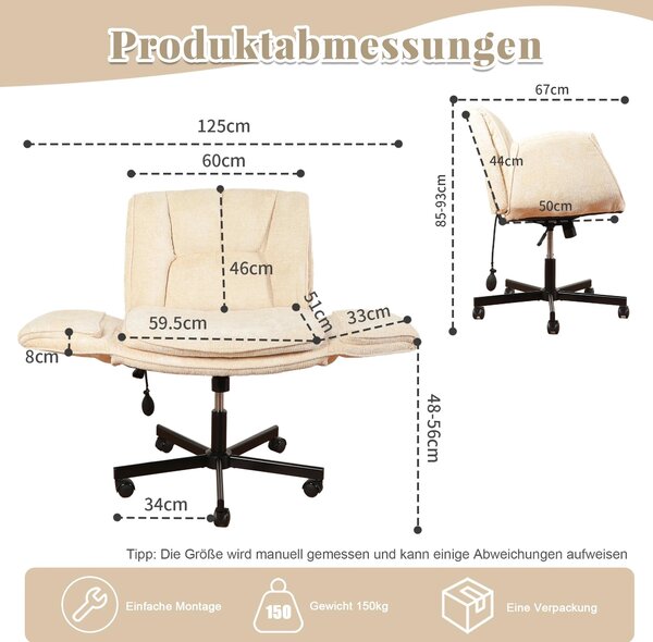 Sedia da ufficio ergonomica: regolabile in altezza, girevole, con braccioli pieghevoli, supporto lombare gonfiabile, funzione di inclinazione e imbottita