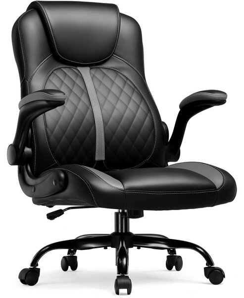 Sedia da gaming - GT550 - Schienale alto ergonomico - Funzione reclinabile - Braccioli ribaltabili - Regolabile in altezza - Girevole a 360° con rotelle - Pelle finta - Nero/Grigio chiaro