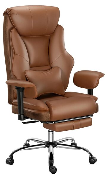 Sedia da ufficio ergonomica - Sedia da direttore - Regolabile in altezza - Girevole - Schienale a due strati - Con braccioli - Con rotelle - Marrone