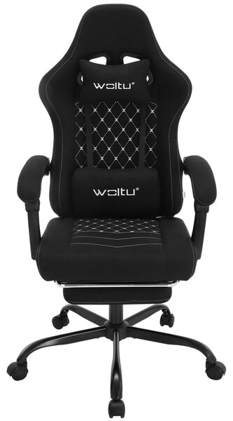 Sedia da gaming - Sedia da ufficio ergonomica - Con rotelle - Regolabile in altezza - Con braccioli - Tessuto a rete bianco e nero
