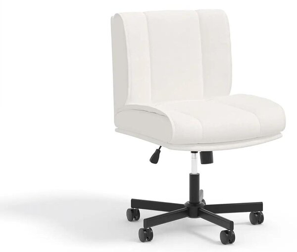 Sedia Criss Cross - Sedia girevole da ufficio senza braccioli - Con rotelle - Regolabile in altezza e con schienale regolabile - Seduta imbottita in ecopelle - Bianco