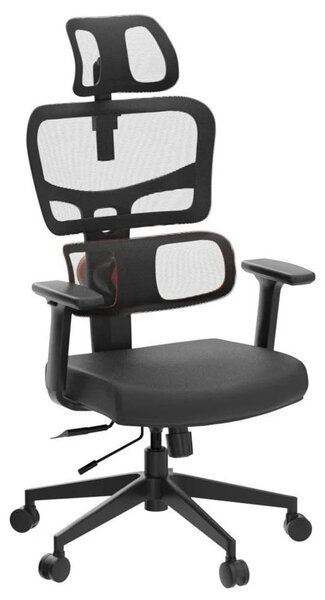 Sedia da ufficio ergonomica - NT001 - Regolabile in altezza - 3 angoli di inclinazione - Schienale regolabile - Supporto lombare - Braccioli regolabili - Poggiatesta