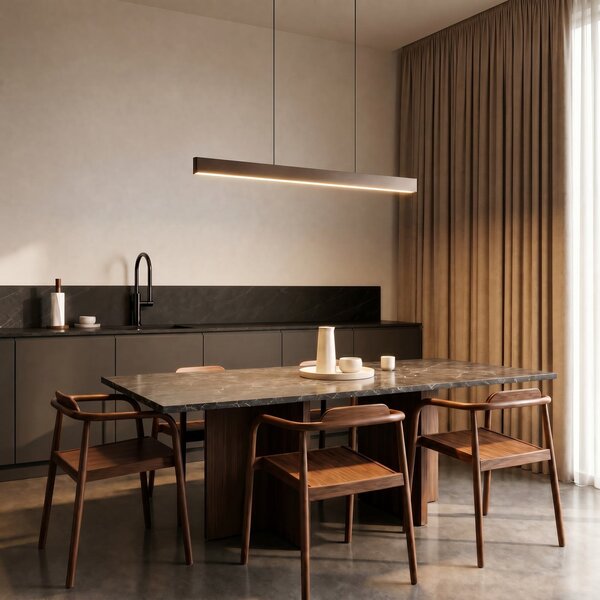 Lampada a sospensione Lucande, Mylosh, dimmerabile, Marrone / Ruggine, Cucina, Alluminio, Moderno