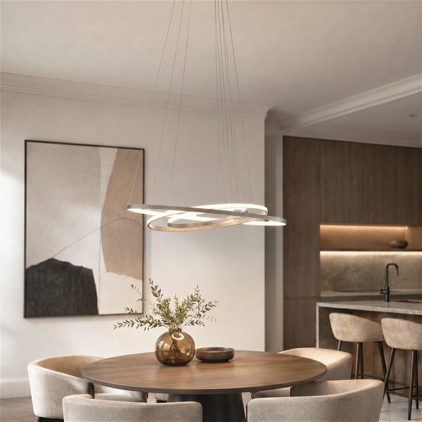 Lampada a sospensione Lucande, Ezana, dimmerabile, Grigio, Soggiorno, Metallo, Moderno