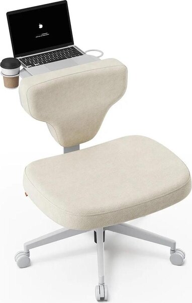 Sedia da ufficio FP - Sedia girevole ergonomica - Senza braccioli - Regolabile in altezza - Girevole a 360° - Con rotelle - Tessuto - Apricot