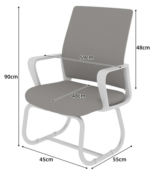 Sedia da ufficio - CQY20250923 - Design moderno e minimalista - Struttura in metallo - Morbida e confortevole - Adatta per casa e ufficio - Da montare autonomamente - Colori: grigio e bianco
