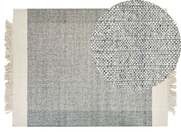 Tappeto lana grigio e bianco sporco 140 x 200 cm fatto a mano geometrico soggiorno camera da letto Beliani