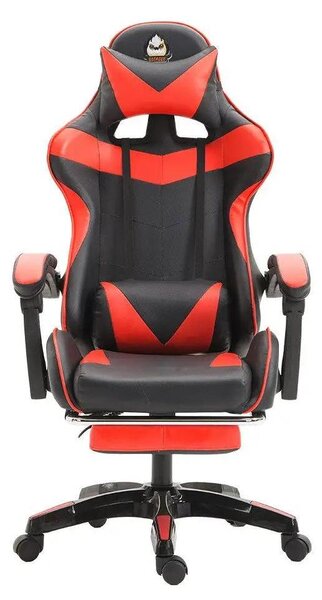 Sedia da gaming ergonomica - Sedia da ufficio - Regolabile in altezza - Pelle finta (PU) - Poggiatesta e supporto lombare - Rotazione a 360° - Braccioli e rotelle - Rossa