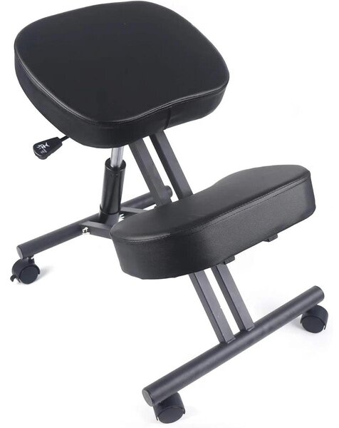 Sedia da ufficio ergonomica con poggiagomiti - Sedia da ufficio - Regolabile in altezza - Seduta imbottita - Supporto posturale e per la schiena - Portata fino a 100 kg - Nera
