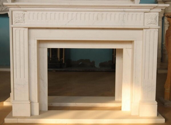 Casa Padrino Contorno camino barocco in marmo bianco 141 x H. 120 cm