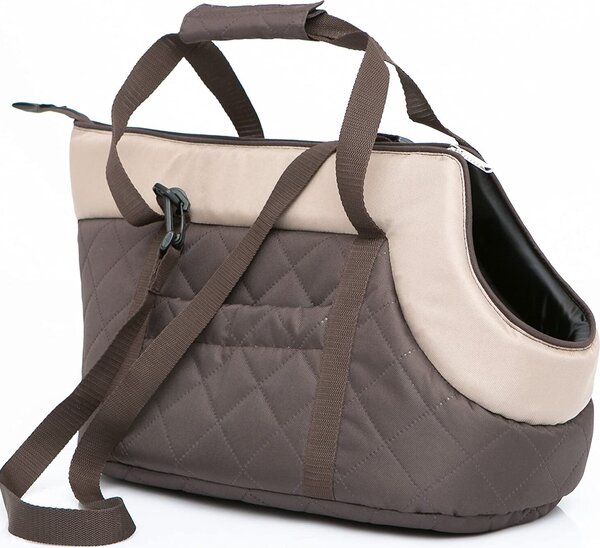 Borsa da trasporto leggera per cani R1 - morbida imbottitura, lavabile, con maniglia per il trasporto, marrone