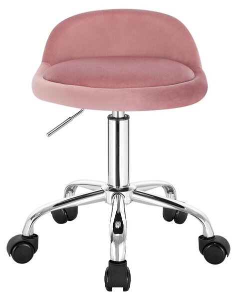 Sedia da ufficio con rotelle - Sedia girevole per ufficio - Regolabile in altezza - Schienale basso - Imbottita - Struttura in metallo - Rivestita in velluto rosa