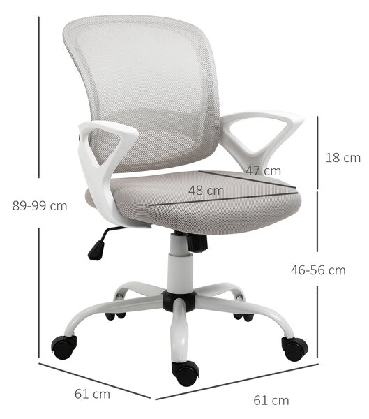 Sedia Ufficio Con Dondolo - Poltrona Regolabile Altezza, Schienale Alto E Tessuto Traspirante Grigio - Foto 5