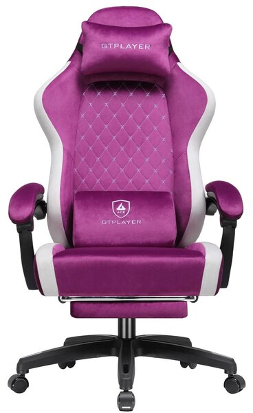 Sedia da gaming - Sedia ergonomica per ufficio per PC - Tessuto traspirante - Schienale alto - Rotazione a 360° con poggiapiedi - Colore: viola