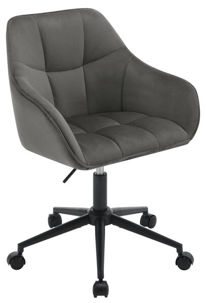 Sedia da ufficio - Sedia ergonomica - Rivestimento in velluto - Regolabile in altezza - Girevole - Braccioli - Ruote - Grigio scuro