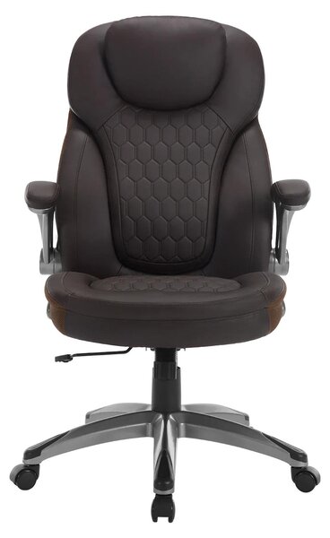Sedia da ufficio ergonomica - Sedia per conferenze - Schienale alto - Regolabile in altezza - Girevole - Seduta imbottita - Rivestita in ecopelle - Marrone