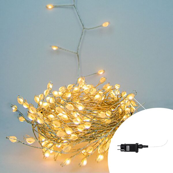 Stringa 9 metri da 300 Led Mini Millepiedi Bianco Caldo con cavo argento e autospegnimento Wisdom