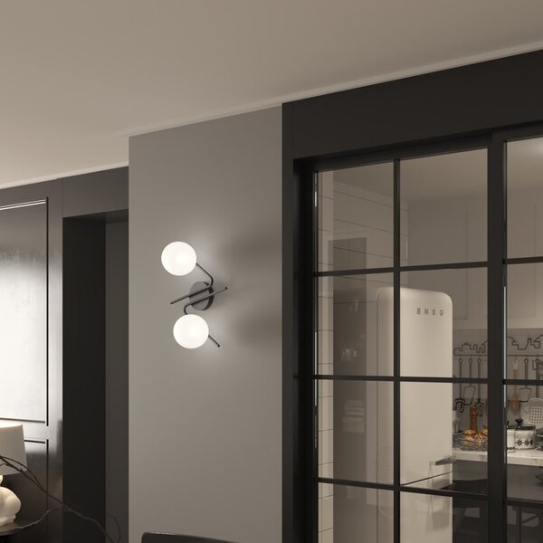 Applique plafoniera moderna top light holly 1201 2 ne e27 led metallo vetro - Top Light