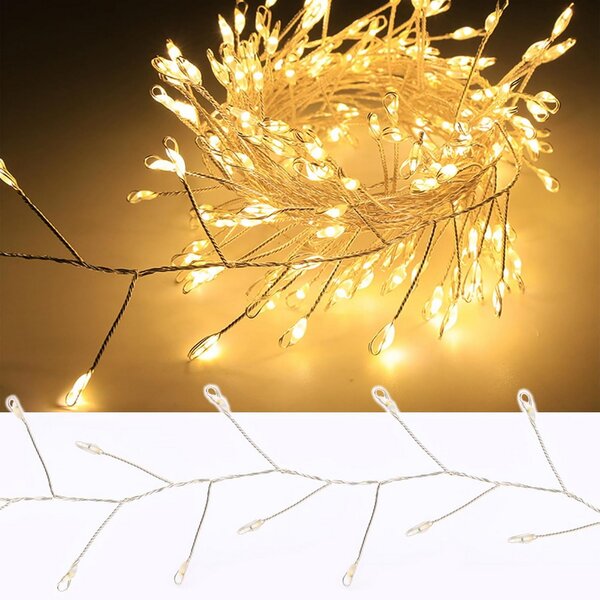Stringa 9 metri da 300 Led Mini Millepiedi Bianco Caldo con cavo argento e autospegnimento Wisdom