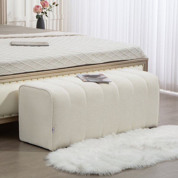 HOMCOM Panca moderna imbottita con struttura in compensato, fino a 220 kg di peso, Crema | Aosom Italy