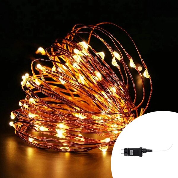 Stringa 30 metri da 300 Microled Bianco Caldo fisso e Bianco Caldo intermittente con cavo in rame Wisdom
