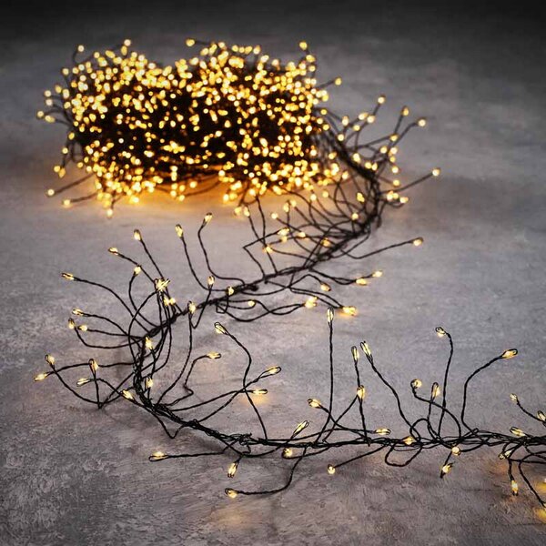 Stringa 9 metri da 300 Led Mini Millepiedi Bianco Caldo con cavo nero e autospegnimento Wisdom