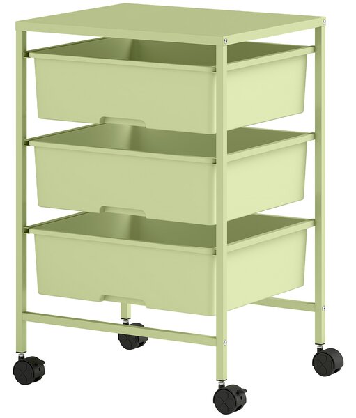 HOMCOM Carrello da Cucina a 4 Livelli, con Ruote, 3 Ceste e Pannello superiore 40,8x33,5x60,5 cm Verde | Aosom Italy