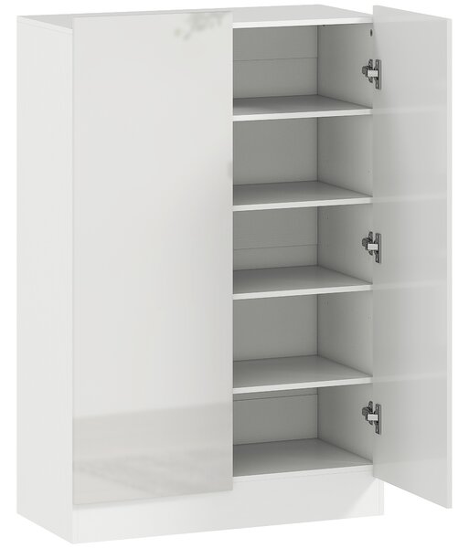 HOMCOM Scarpiera a 5 livelli per 20 paia di scarpe, ripiani regolabili, per ingresso, corridoio, legno, Bianco | Aosom Italy