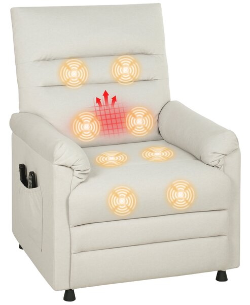 HOMCOM Poltrona relax elettrica massaggiante e riscaldante, poltrona reclinabile, poggiapiedi, motore silenzioso, 82x99x106cm, crema | Aosom Italy