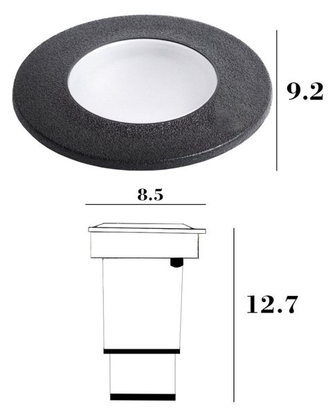 Faretto incasso tondo calpestabile top light capri small ca td9 ne gu10 led cct ip67 230v nero resina - Top Light
