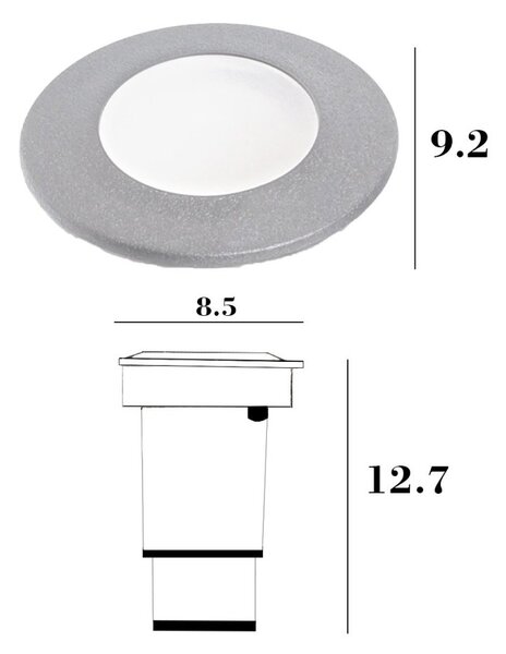 Faretto incasso tondo calpestabile top light capri small ca td9 gr gu10 led cct ip67 230v grigio resina - Top Light