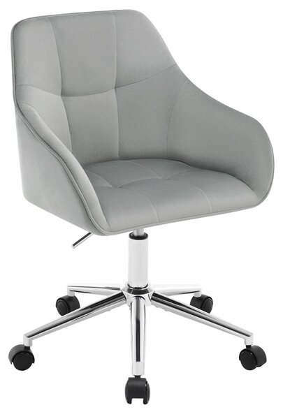 Sedia da ufficio - Sedia ergonomica - Rivestita in velluto - Regolabile in altezza - Girevole - Con braccioli - Con rotelle - Grigio chiaro