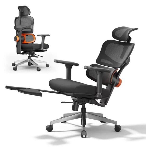 Sedia da ufficio ergonomica - NT002 - Altezza regolabile da 111 a 138 cm - Inclinazione regolabile a 96/120/136° - Poggiatesta regolabile - Supporto lombare ergonomico - Colore: nero