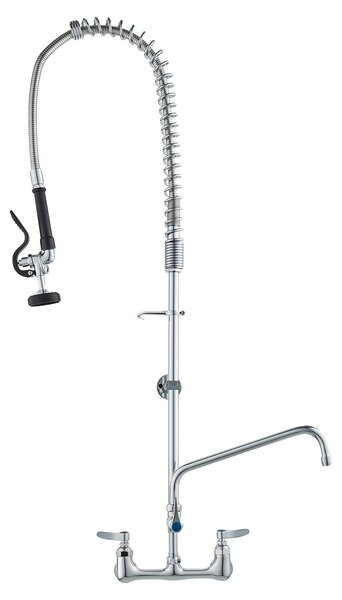 VEVOR Rubinetto commerciale con doccetta prelavello, altezza 111 cm, centro 203 mm, bocca girevole 305 mm, montaggio a parete Rubinetto per lavello, struttura in ottone con doccetta estraibile, per lavello a 1/2/3 scomparti