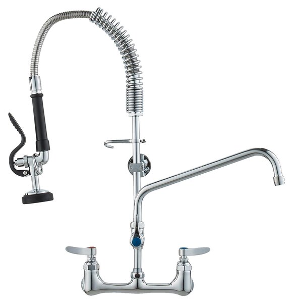 VEVOR Rubinetto commerciale con doccetta pre-lavello, altezza 63 cm, bocca girevole 305 mm, montaggio a parete Rubinetto per lavello, struttura in ottone con doccetta estraibile, per lavello a 1/2/3 scomparti