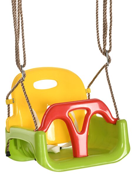 Outsunny Altalena per Bambini 9-36 Mesi in PP e PE con Corda Regolabile e Cintura, 42x33x120-180 cm|Aosom