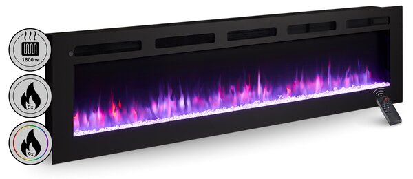 Caminetto elettrico da incasso BALDERIA Leif 70 – Potenza termica fino a 1800 W, nero